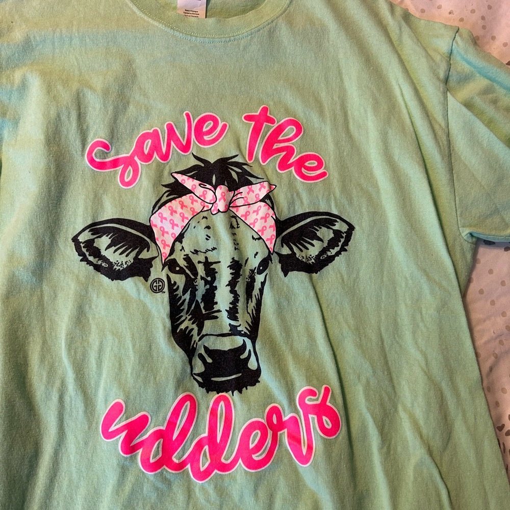 Think pink save the udders t shirt